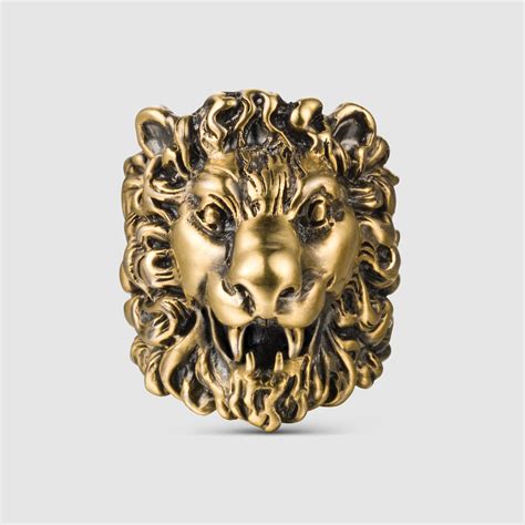 gucci bag lion head|gucci lion ring men.